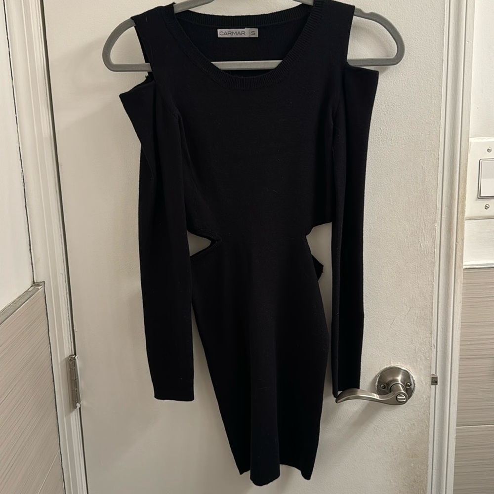 Black Carmar Sweater Dress with Cutouts